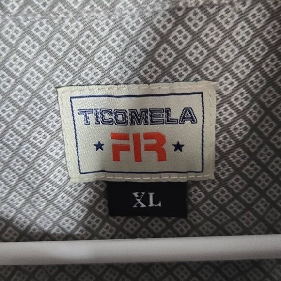 Ticomela FR Shirt Button Shirt XL Geometric Pattern Long Sleeve - Picture 4 of 12